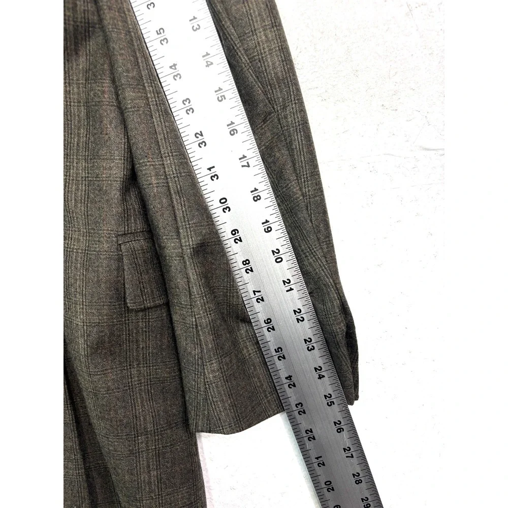 Hart Schaffner‎ Marx 42R Brown Plaid Flannel Wool Blazer Jacket Sport Suit Coat